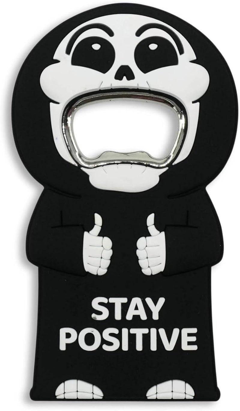 GOOFBALLS Funny Magnetic Bottle Opener – Beer Opener with Hilarious Saying – Strong Magnet for Fridge or Man Cave – Great Gag Gift for Beer Lovers, Dads, or Friends - Stay Positive - Image 1
